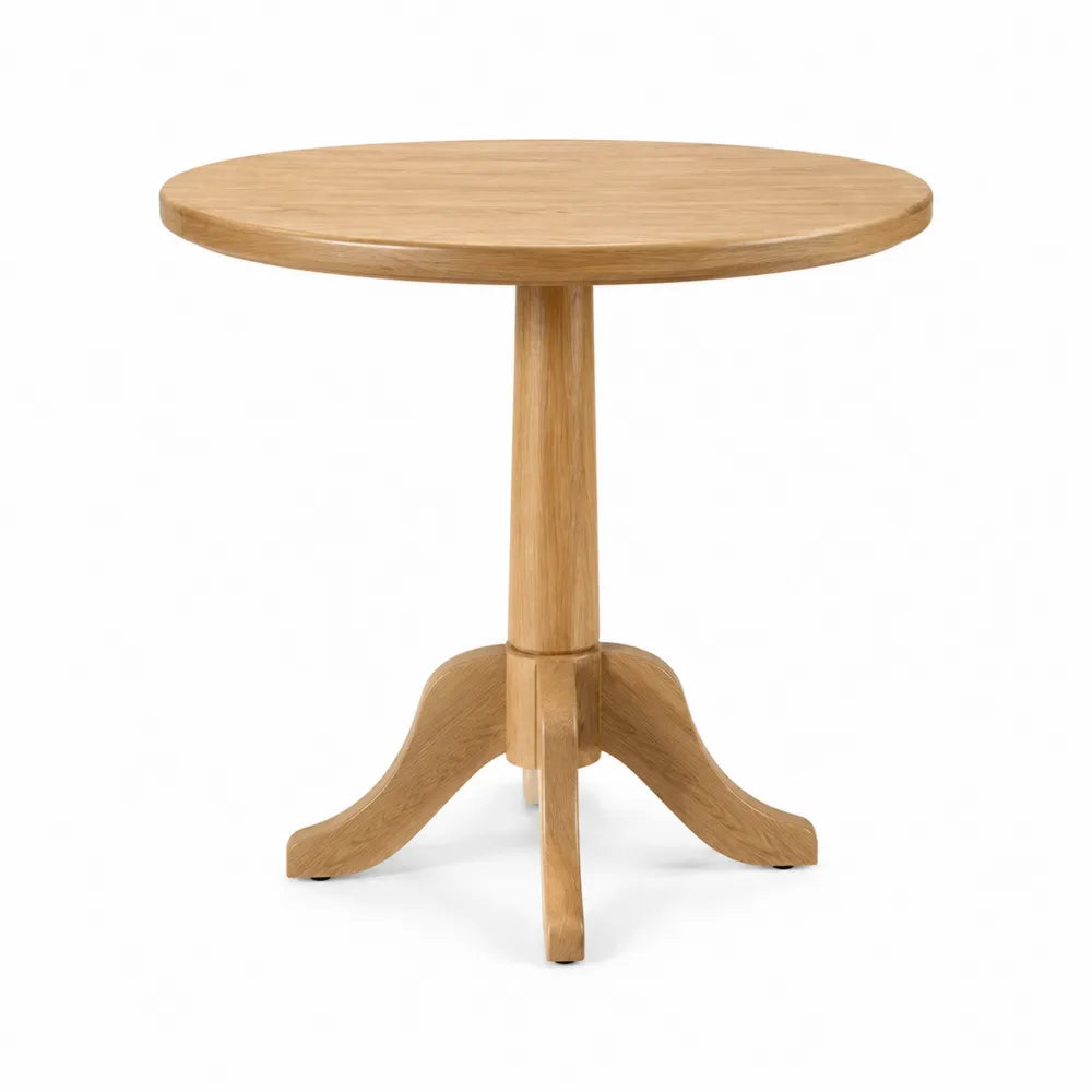 Table de bar ronde 80 cm x 105 cm en bois massif chêne clair pied central à trois branches