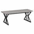 Bureau rectangulaire 180 x 80 x 76 cm plateau effet pierre grise et structure acier thermolaqué noir pieds en X