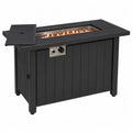Table brasero d’extérieur au gaz rectangulaire noire 107 x 55 x 63 cm acier thermolaqué foyer central propane avec couvercle amovible