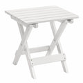 Table de jardin pliante carrée 60 x 60 x 72 cm acacia massif peint blanc plateau à lattes pieds croisés