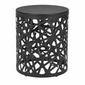 Table d’appoint d’extérieur ronde 40 x 40 x 45 cm acier thermolaqué noir structure cylindrique ajourée